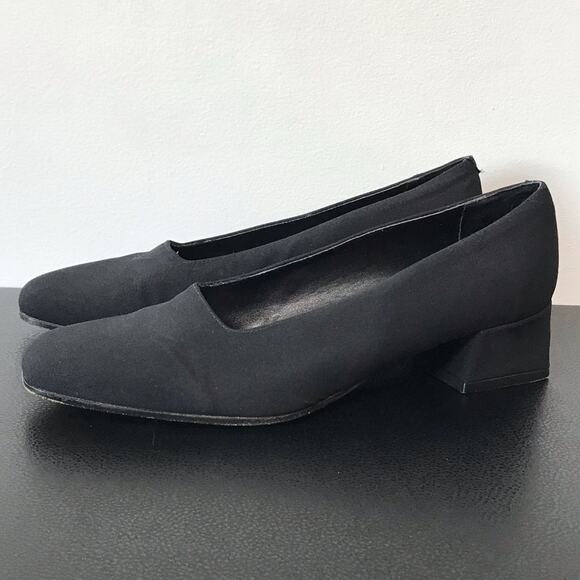 Sesto Meucci Italian Made Leather Sole Square Toe Low Block Heel Pump Blue 8.5 - Picture 4 of 16